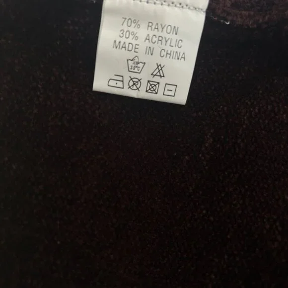 Vtg Brown Chenille Cardigan Sz L • Beaded Embroidery Sparkle Cottagecore‎ Granny - Picture 9 of 9